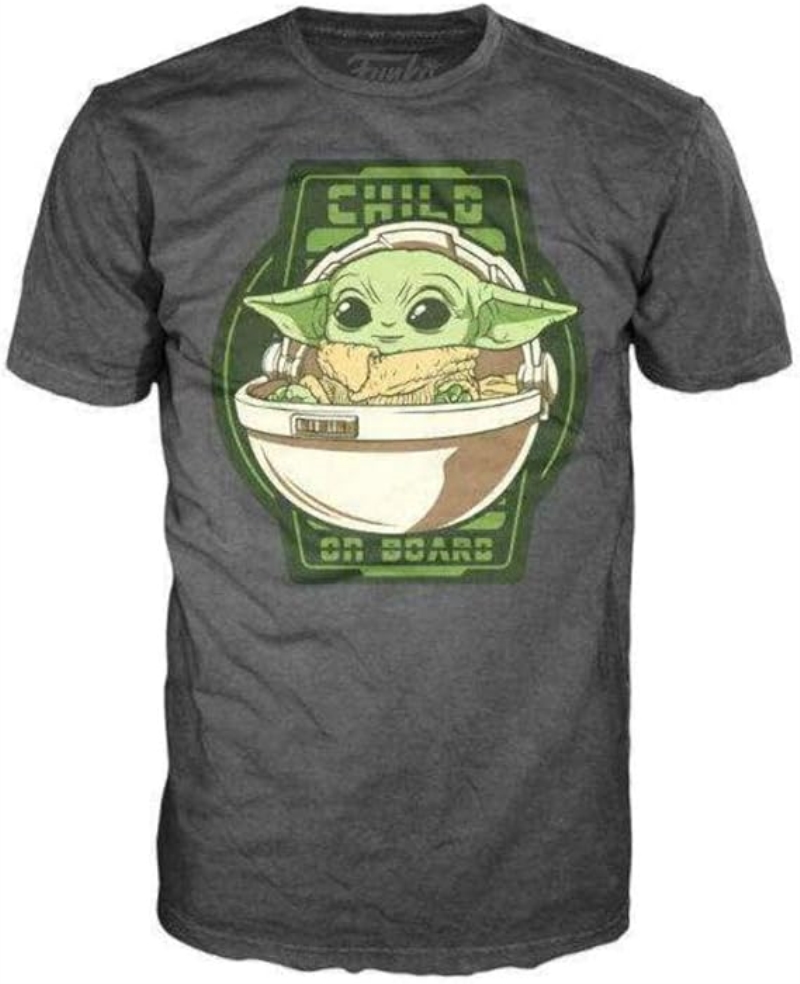 FUNKO T-SHIRT FUNKO TEE STAR WARS MANDALORIAN YODA ON BOARD TG L